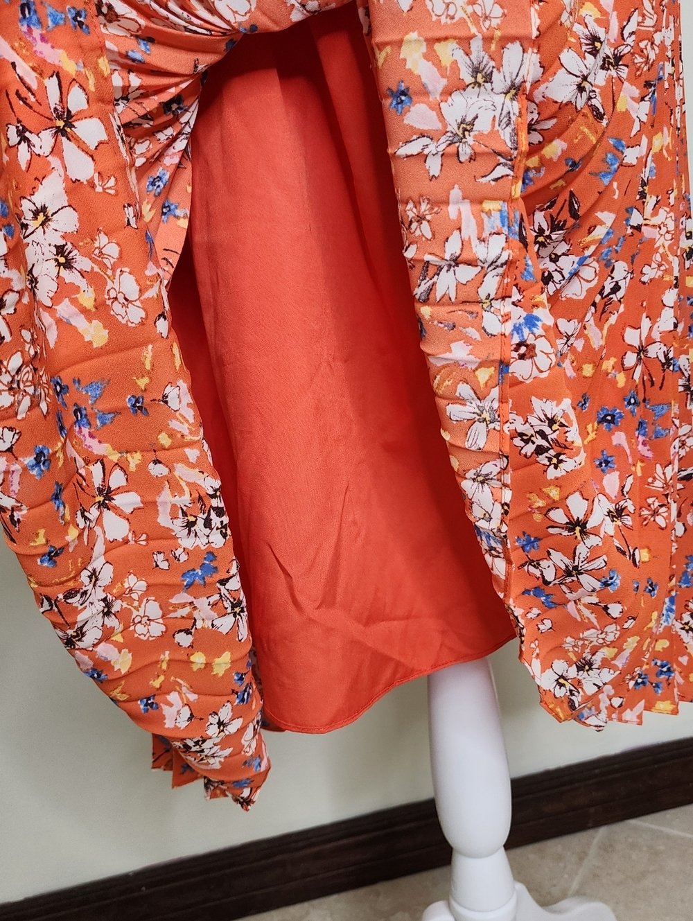 Nanette Lapore Orange Floral Pleated Sleeveless Drop Waist Midi Dress Sz12 Party - Picture 4 of 14